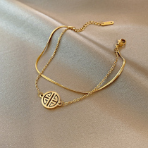 Double four Palace grid pendant bracelet female 2021 New light luxury exquisite hand decoration fashion temperament Joker bracelet
