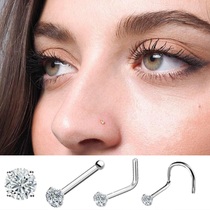  Popular in Europe and the United States titanium steel zircon nose nail nose ring piercing jewelry piercing shiny hypoallergenic group of 3