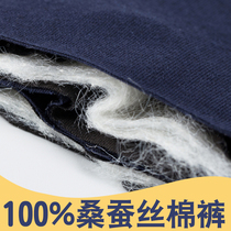 (high quality) 100% mulberry silk warm pants winter cotton pants men thickened womens slim fit high waist beating underpants