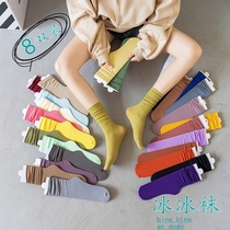 Socks womens solid color velvet stockings ice socks summer thin candy color pile stockings summer ins tide