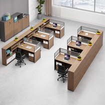Staff office desk and chair combination staff desk simple modern 4 people 6 manual screen office booth financial table