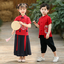 Childrens summer thin Hanfu boys Chinese style Chinese style national costumes calligraphy childrens ancient costumes girls costumes