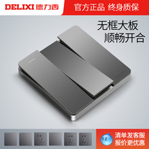 Delixi switch socket panel official flagship store 86 type one open five-hole household concealed gray porous wall
