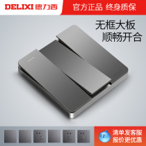 Delixi switch socket panel official flagship store 86 type one open five-hole household concealed gray porous wall