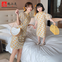 Hanfu pro-son dress foreign air dress 2022 new wave Summer Mother woman dress fashion Bubble Sleeves Qipao Shatter Dress