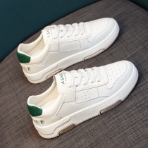 Genuine leather small white womens shoes 2022 new spring board shoes spring and autumn exploits 100 hitch flat bottom casual shoes women