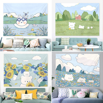 Cute cartoon background cloth ins wind hanging cloth Bedroom dormitory room renovation layout bedside canvas decoration wall cloth