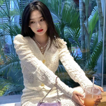 Lace Hollowed-out waist jacket High waist and hip half body Skirt Temperament Famous for wearing a two suit woman