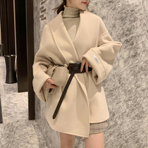 Double-sided coat female little man 2021 autumn and winter new wild temperament high-end cashmere Hepburn wind wool coat