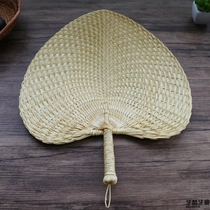 Old-fashioned pu fan summer fan Male handmade grass fan folding fan Hand fan Old man fan Brown leaf big pu fan