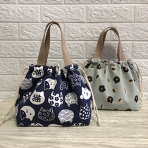 Canvas bento bag students with rice bag portable rice bag Japanese-style bento bag drawstring pocket lunch box bag
