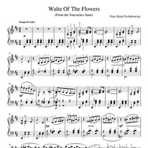 Tchaikovsky Waltz with Fingering Nutcracker 3 pages piano score