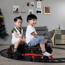 Douyin puzzle big retro can sit on people electric small train set childrens track stroller car boys and girls toys