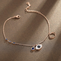 Plated devil eyes Blue diamond eyes girls foot ring jewelry gift 2020 new titanium steel anklet rose gold