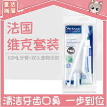 French Vic set 60ml toothpaste double head pet toothbrush pet supplies