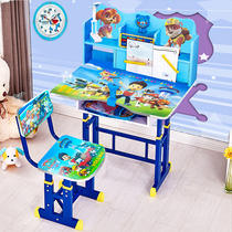 Study desk Childrens desk Simple household desk Primary school students writing desk and chair set bookcase combination Boy girl