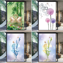 Electrostatic pure matte film Bathroom translucent opaque anti-peep shading bathroom window glass sticker tulip