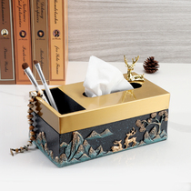 New Chinese retro style tissue box luxury home living room coffee table ornaments remote control multifunctional paper extraction storage box