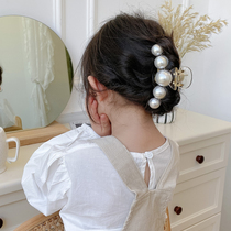 Childrens pearl hairpin haircut Cute Princess Girl Rear Brain Spoon Chopped Hair Hairpin Head Accessories Clip Girl Disc Hair Grip Clip