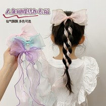 Childrens long streamer bow hairpin Princess super fairy child cute Korean version braided hair rope Foreign style headdress hairpin