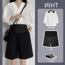 Large size pregnant women's pants summer thin leggings casual five-point shorts fashion straight suit pants 200kg