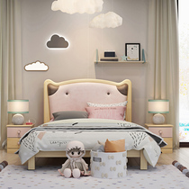 ABC cute cat shape solid wood bed ins teenagers log childrens room bedroom bed 1 5m single bed
