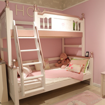 Qizhi (furniture) household childrens room Princess style cute pink high-quality oak hanging ladder bed L42-1 3