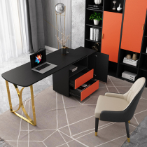 Pimas Italian light luxury bookcase desk integrated student study home desktop computer desk simple bookshelf combination
