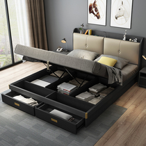 SAY bed light luxury wind modern minimalist 1 8 meters double nuptial bed high box chu wu chuang master storage pneumatic tatami