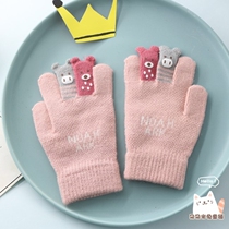 3-7-8-9 years old children five finger gloves autumn and winter cartoon wool boys warm knitting 6 girls finger gloves