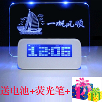 Creative fluorescent message board clock students romantic exquisite gifts electronic bedside alarm clock personality set