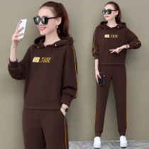 Sports set womens spring and autumn new long sleeve loose hooded sweater large size casual two-piece ANTA