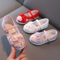 Girls Costume Princess embroidered shoes baby Chinese style childrens shoes old Beijing childrens shoes Hanfu shoes dance shoes