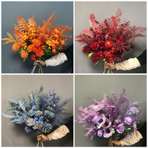 Simulation Bouquet Wedding Celebration Wedding Hall Decoration Champagne Foggy Blue Purple Orange Orange Blossom Material Background Road Leading Flower Arrangement Art