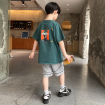 Boy Summer Clothing Suit 2022 New Childrens Clothing Loose Pure Cotton Slim Fit Short Sleeve Casual Handsome Boy Sports