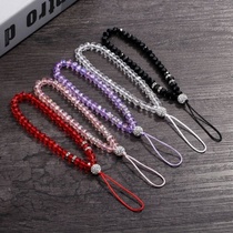  Universal mobile phone crystal lanyard long and short halter neck rope badge pendant mobile phone chain womens fashion beads wrist strap
