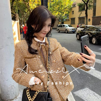 French small fragrant wind double-breasted coat women 2020 autumn and winter New retro port flavor luxury sense aged temperament jacket