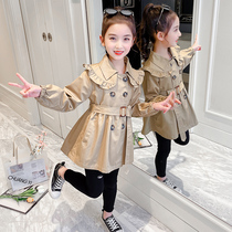 Girls  windbreaker 2021 new childrens coat spring and autumn large children British style long autumn wear