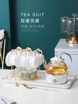 Tea set 0926s light luxury British afternoon teapot set household heating scented tea fruit teacup glass Nordic style