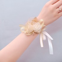 Korean wristlet flower White golden champagne dried flower rose bride bridesmaid wedding groom groom best man flower