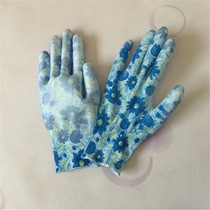 Mens and women nylon printing glue coated with Palm color thin breathable garden work labor protection gloves