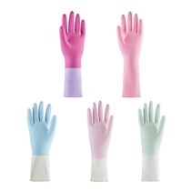 2 double-loaded kitchen dishwashing nitrile rubber padded velvet laundry waterproof and durable housework cleaning non-slip gloves