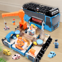 Baby car toy boy three years old 2 Children 3 puzzle multifunctional inertia Big Bus bus class set