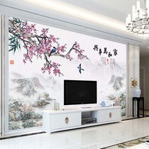 Bamboo and wood fiber TV background integrated wallboard Chinese style and 8D relief Xishangmei Shanshui guard wall panel gusset