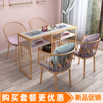 New light luxury nail art table and chair set Single and double three modern simple net red beauty shop marble nail art table