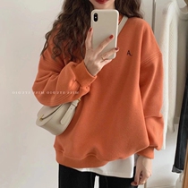 Milk orange vintage sweater female spring and autumn thin model 2021 New Korean version of loose design sense niche coat