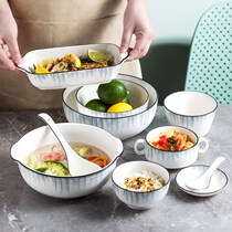 Breakfast bowl microwave oven special Nordic creative student dormitory simple personality ceramic tableware Big Soup Bowl eating bowl