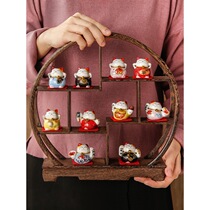 Wealth cat small ornaments small cute mini living room ceramic TV cabinet porch home wine cabinet opening decorations