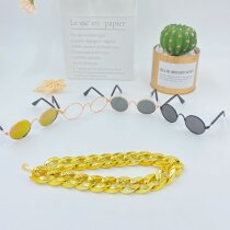 Cat photography gold taddy gold necklace handsome pet accessories big gold chain dog necklace small dog can be customized