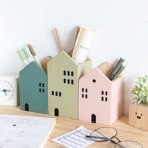 Ah Ying desktop cute pen container Nordic creative stationery office children girl ins color pen brush wood storage box
